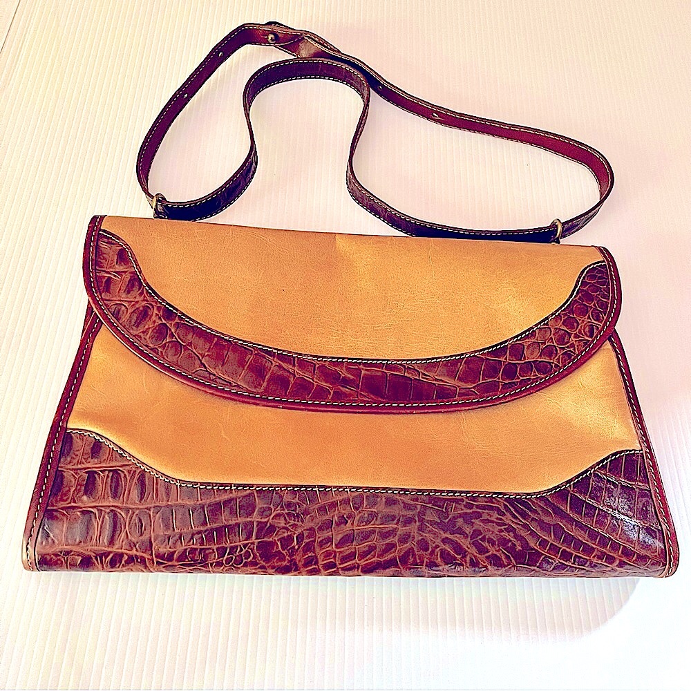 Brahmin Vintage Leather Crossbody Clutch Bag